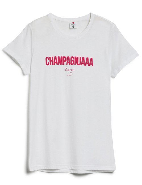 T-Shirt Damen "CHAMPAGNJAAA" – weiß